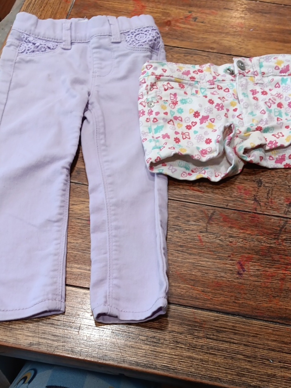 Jordache Lavender Girls' Knit Leggings with Lace Trim And Shorts With Butterfly
